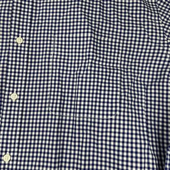 Uniqlo Shirt Large Navy Blue Gingham Check Button Up Long Sleeve Casual Mens - Picture 3 of 10